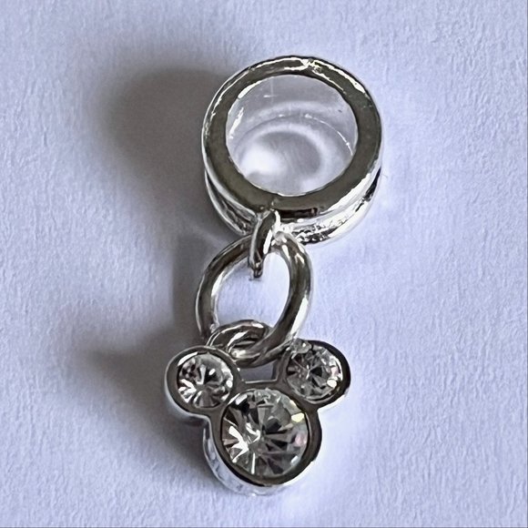 Vtg Disney Mickey Mouse Charm European Bead Slider SilverPlated Austrian Crystal - Picture 6 of 10